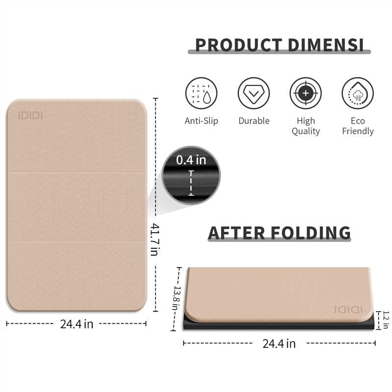 Foldable Exercise Pad Extra Thick 1.2" x 14" x 24" | POE Non-Toxic Multi-Functional Knee & Elbow Cushion for Push Up, Yoga, Pilates, Home & Gym Use for Adults & Kids - color: Beige+Black