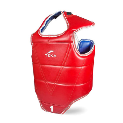 Chest Protector for Kickboxing, Sparring Training Heavy Punching, Boxing Body Protector Adjustable Shield, Martial Arts Upper Belly Protection Pad, Taekwondo - size: X-Large (Red/blue)