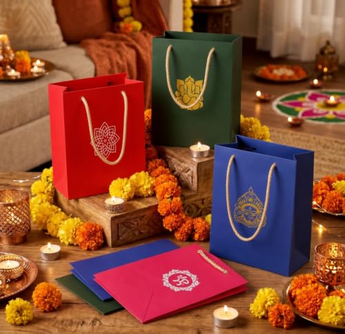 Lincia 16 Pcs Indian Return Gift Bags for Pooja Diwali Festival,Vivid - style: Vivid