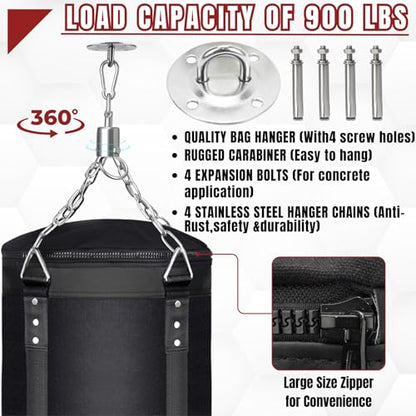 4FT Hanging Punching Bag for Adults, Unfilled Canvas Heavy Boxing Bag Set with 12oz Boxing Gloves Hand Wraps, Jump Rope, Reflex Ball for MMA Kickboxing Muay Thai Training Home - style: Canvas Bag