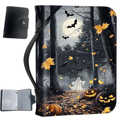 PU Leather Bible Cover with Handle & Pockets, Large Capacity Bible Case, Water-Resistant Scripture Organizer Bag with Bonus Card Holder, Christian Gift for Women & Men, Horror Forest - color: Horror Forest