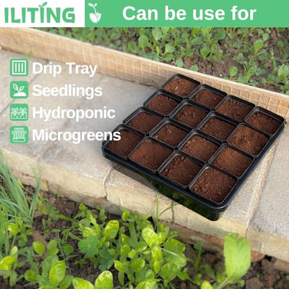 1010 Growing Trays, 5-Pack Heavy Duty Seed Trays 10" x 10" Without Drain Holes for Seedlings, Microgreens, Wheatgrass, Fodder & Hydroponics, Black - size: 5-Pack