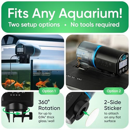 FISHNOSH Automatic Fish Feeder for Aquarium with Digital Thermometer - 2026 Auto Fish Food Dispenser Programmable, Vacation Feeder for Fish, Adjustable Portions, Auto Fish Feeder for Small & Big Tanks