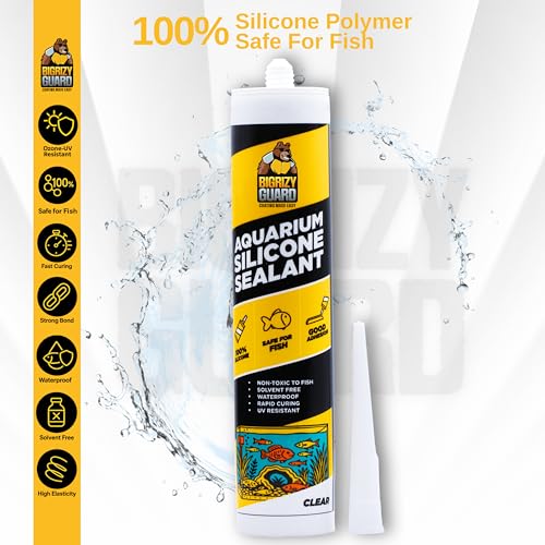 Aquarium Silicone Sealant Clear 10.14 Fl oz Cartridge - Aquarium Safe Silicone for Fish & Plants, 100% Waterproof, Non-Toxic, Solvent Free, Strong Bond, Fast Curing, Transparent (1 Pack) - size: 1 Pack