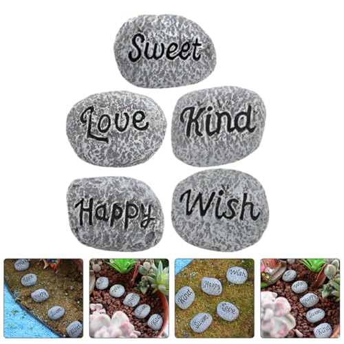 Yardwe 10pcs Resin Mini Decorative Pebbles Garden Rocks for Aquarium Landscape Stones Outdoor Plant Pot Gravel Fish Tank Accessories