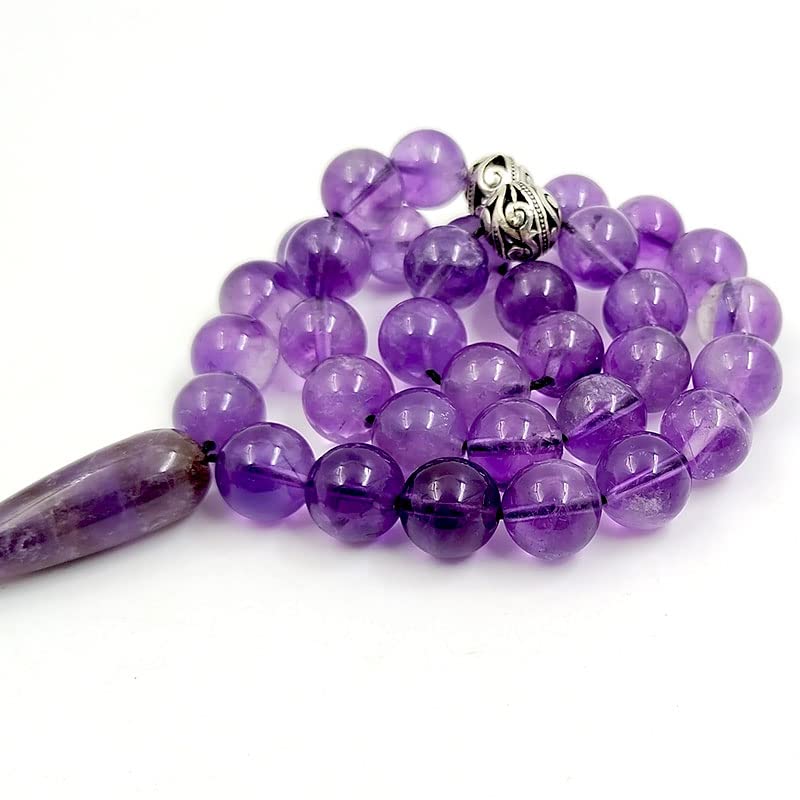 ALBASHAN Tasbih Natural Amethyst Muslim women Prayer Beads with Natural Amethyst Pendant Islamic Misbaha Fashion Gift - size: 8mm x 99 beads