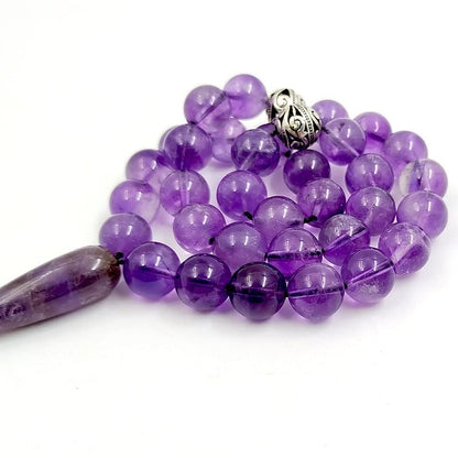 ALBASHAN Tasbih Natural Amethyst Muslim women Prayer Beads with Natural Amethyst Pendant Islamic Misbaha Fashion Gift - size: 8mm x 99 beads