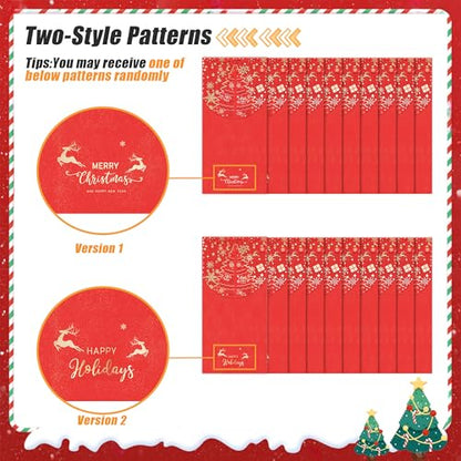 Holiday Christmas Money Holders for Cash Gift 12 Pcs, Xmas Red Envelopes Money Envelopes with Gold Foil & Laser Cut, Christmas Currency Envelope Cash Stuffing Envelopes (Red) - size: Vertical，7"×3.4"