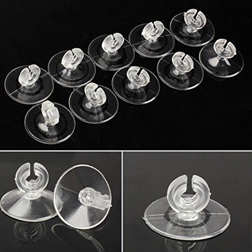 Xiaokeis 10 Pcs Aquarium Suction Cups, Suction Cup Clips with Ultra Strong Suction Force, Reusable Airline Tube Clips Holders Small Suction Cups for Fish Tank, Aquarium Airline Tubing/Hose(Clear)