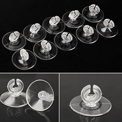 Xiaokeis 10 Pcs Aquarium Suction Cups, Suction Cup Clips with Ultra Strong Suction Force, Reusable Airline Tube Clips Holders Small Suction Cups for Fish Tank, Aquarium Airline Tubing/Hose(Clear)