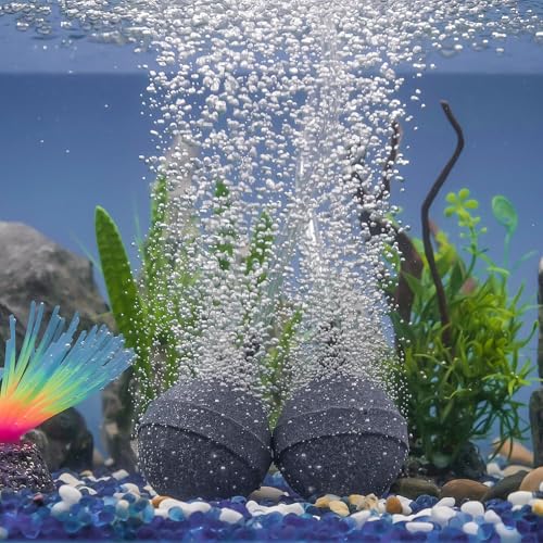 Pawfly Air Stone 2 Inch, Aquarium Air Stone Ball Bubbler Airstone Oxygen Diffuser for Pump Fish Tank Buckets Small Pond and DWC System, 2 Pack - color: 2 Pack(Grey)