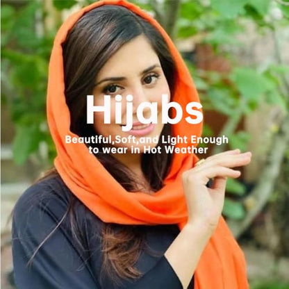 Harewom Long Sheer Chiffon Hijab Scarf for Women, Lightweight Shawl Wrap - color: Orange