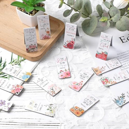 Bible Verse Magnetic Bookmarks - 30 PCs Christian Floral Book Marks for Reading Women Bulk Religious Inspirational Page Markers for Girls Kids Students School Scripture Church Faith Gifts - style: Bible Verse