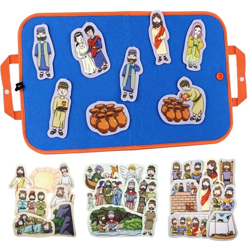 CHEFAN Felt/Flannel Board Story Set of 4,PRECUT Felt Pieces for Preschool Toddlers Circle Time,Bible Story,Jesus Heals A Paralytic,The Transfiguration,Conversion of Cornelius,Turns Water into Wine - color: Turns Water Into Wine & Other 3 Bible Stories Set