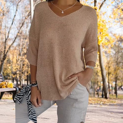 Womens Workout Tops Lightweight Long Sleeve Spring Sexy V Neck Cute Off The Shoulder Oversized Thin Tunic Sweater - color: Apricot, size: 4X-Large