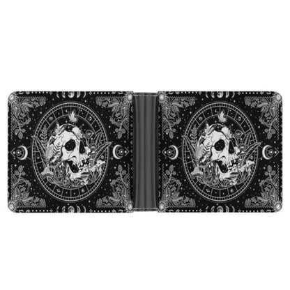 Moon And Floral Face Bifold Wallet 4.6x3.7 Inch,Slim Compact Folding Wallet with Card Slots And Cash Pocket Lightweight Wallet for Everyday Carry Travel Business - color: Moon and Floral Face
