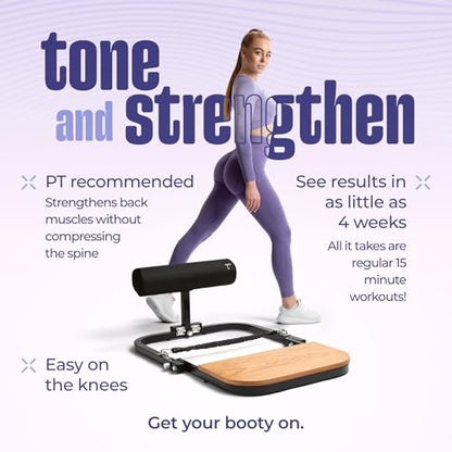 BootySprout Hip Thrust Machine for High Resistance Glute Training - Home Gym Workout - Comes with 45, 90, and 135 Lbs of Resistance - color: Black
