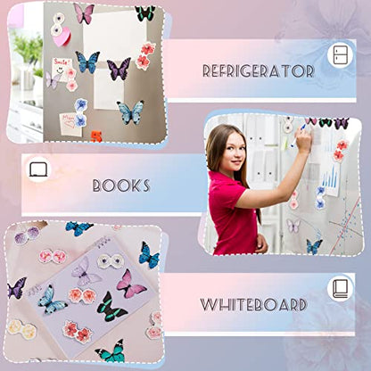Faccito 24 Pieces Butterfly Magnetic Bookmarks Cute Magnet Page Foldable Page Markers Flower Butterfly Bookmarks Clip for Women Students Book Lovers Reading, Office Christmas Supplies Gifts