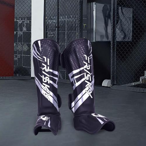kowaku Muay Thai Kickboxing Shin Guards, Leg Guards, Men Women Equipment Leg Instep Protection Pads, for Grappling Martial Arts