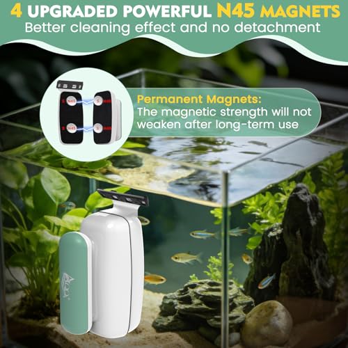 AQQA Magnetic Aquarium Glass Cleaner, Floating Fish Tank Algae Scraper,S | Enhanced Magnetic Fish Tank Cleaner, Aquarium Glass Scrubber Algae Scrapers for up 0.32" Thick Glass/Acrylic Aquariums Small - size: Small for less than 0.32" (8mm) thickness