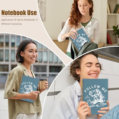 WUCHJ Lake Blue Retro Fish Christian Notebook, Matthew 4:19 Bible Verse Journal, Religious Scripture Spiral Notebook Journal for Note Taking, Christian Faith Based Gifts for Women Men, 5.5x8.3 Inch - color: lake blue fish follow me