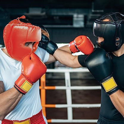 2 Pack Boxing Headgear Equipment for Taekwondo, Sparring, MMA, Muay Thai - Safety Helmet Protective Gear for Men Women Beginners - color: Black,Red