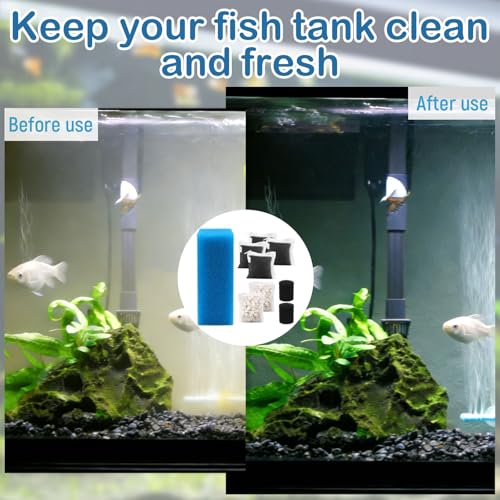 Aquarium Media Maintenance Kit Replacement for Fluval AC110 Power Filter | Includes 1 Blue Foam Filters, 2 Intake Strainer Sponge,2Pack Ceramic Rings and 4 Pack Activated Carbon
