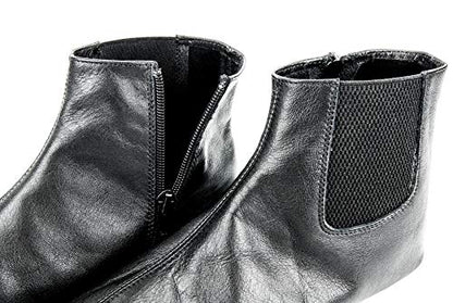 Genuine Halal Leather Zipper Khuffain | Sunnah Khuff Socks for Mosque, Black, Shoe Size: US - size: 8 Women/6.5 Men