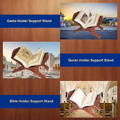 Wooden Handmade Quran Geeta Bible Holder Support Stand Reading Book Holder Display Folding Religious Prayer Stand Wooden Holy Book Stand Medium Size 15 Inches Large Big Size - size: Rehal 15 Inches