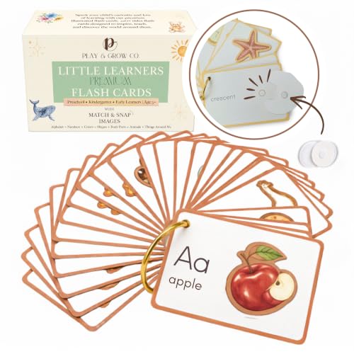 Play & Grow Co. Educational Montessori Flashcards for Preschoolers | ABC Alphabet Letters Numbers Shapes Colors Body Parts | Extra Thick Large Non-Toxic Homeschool Learning | Gifts for Boys Girls 3+