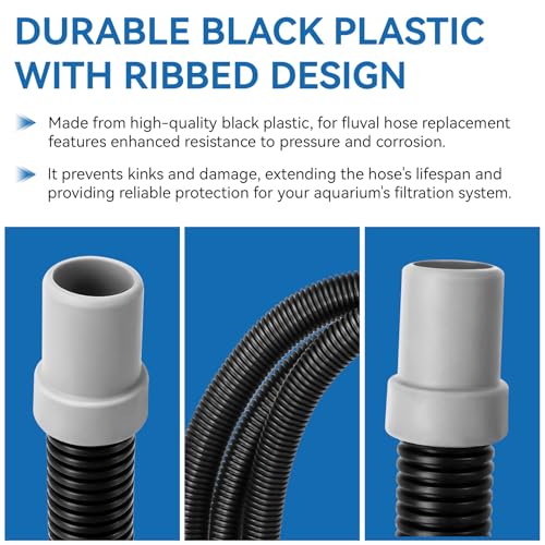 A20015 Ribbed Hosing Replacement for Fluval 304/305/306/307/404/405/406/407 Canister Filter, for Fluval Aquarium Filter Tubing Replacement Parts, 9.8Ft