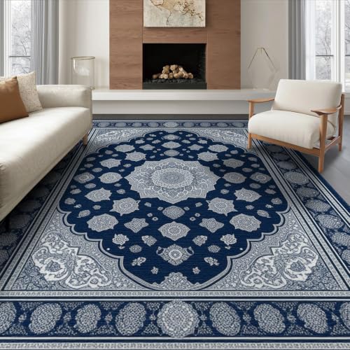 6'x9' Blue Midnight Islamic Prayer Design Washable Area Rug - color: Blue/Pattern 18, size: 6' x 9' (Rectangular)