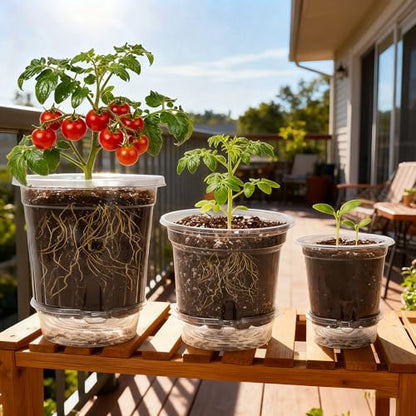 Bluepro Self Watering Pots for Indoor Plants, 4/5/6.5 Inch, 18-Pack | Clear Plastic, 6 Each of Three Sizes, Reservoir Trays and Wicks, Up to 7-Day Water Supply, Root and Water-Level Visibility - size: 4/5/6.5 Inch-18Pcs