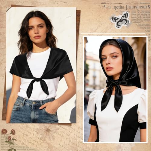 GERINLY 2 Pack Head Scarf for Women, Boho Hair Scarf Top, Large Bandana Hair Scarves Wrap - color: Black