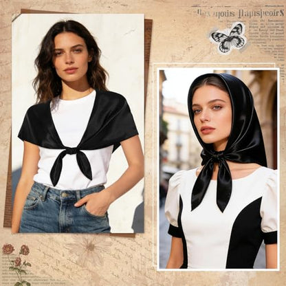 GERINLY 2 Pack Head Scarf for Women, Boho Hair Scarf Top, Large Bandana Hair Scarves Wrap - color: Black