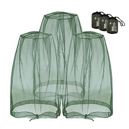 Anvin Mosquito Head Mesh Nets Gnat Face Netting for No See Ums Insects Bugs Gnats Biting Midges from Any Outdoor Activities, Works Over Most Hats (3pcs, Navy Green) - color: Navy Green