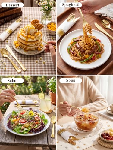 Supernal 30 Pack Pre Rolled Gold Plastic Silverware with Linen Feel Napkins, Heavy Duty Disposable Wrapped Cutlery Set for Weddings, Graduation Parties 2026, Upscale Catering & Events - color: Gold, size: 30 Pack