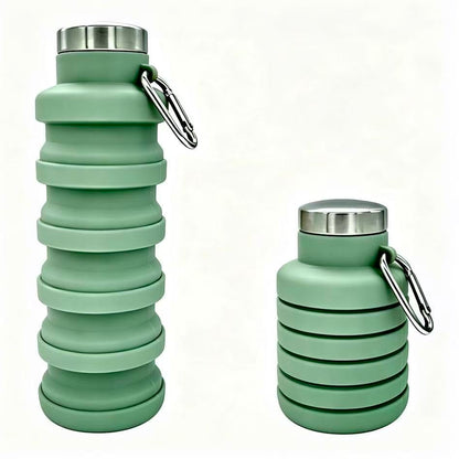 YCT Collapsible Water Bottle 17oz（500ml），Travel Portable Sport Water Bottle，Reusable Silicone Foldable Water Bottles for Gym Camping Hiking (Green) - color: Green, style: Retractable