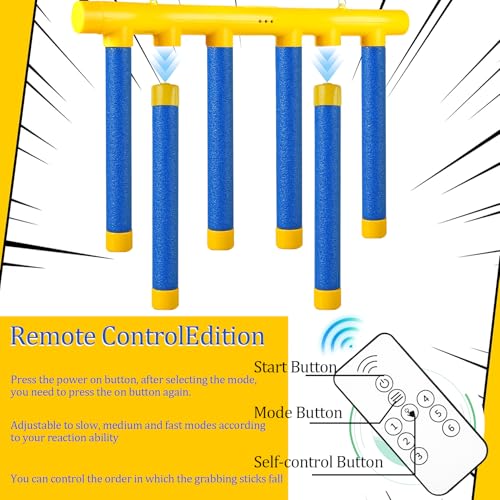 ATG Reflex Drop Sticks Challenge Game with Remote Control - 3 Adjustable Speed Modes Hand-Eye Coordination & Reaction Training Toy, Fun Catch Falling Sticks Game for Kids, Adults