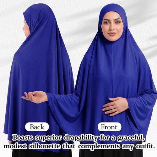 Ababalaya Women's Elegant Modest Muslim Islamic Ramadan Soft Lightweight Jersey Hijab Long Scarf - color: Sapphire, size: Large