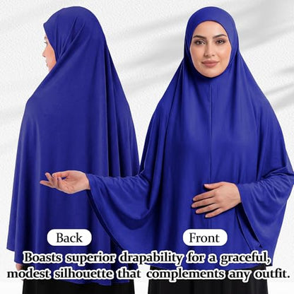 Ababalaya Women's Elegant Modest Muslim Islamic Ramadan Soft Lightweight Jersey Hijab Long Scarf - color: Sapphire, size: Large