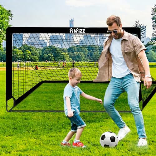축구 골대, 뒷마당용 축구 골대, 1.8x1.2m(6x4피트) 휴대용 팝업 축구 네트 세트, 축구공, 사다리 및 콘이 있는 축구 훈련 장비 - color: 블랙.