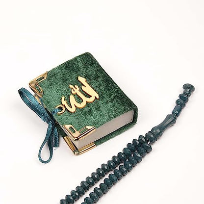 BABY SHOWER CHOCOLATE Set of 10 Islam Quran Tasbeeh Islamic Set | Holy Quran Prayer Beads Gift Box Favor (Green) - color: Green