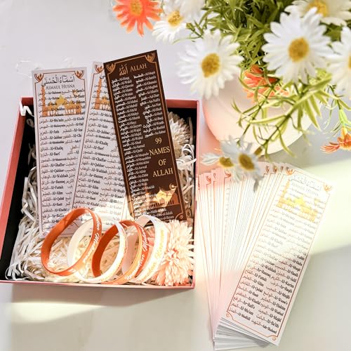 30 Sets Ramadan Eid Mubarak Silicone Bracelets with 99 Names of Allah Bookmark, Islamic Party Favors Bulk, Mubarak Kareem Wristbands, Muslim Gift Set for Family Friends School Classroom Events - style: Two Color-30