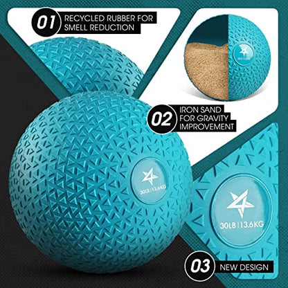 Yes4All Upgraded Fitness Slam Medicine Ball Triangle 30lbs for Exercise, Strength, Power Workout | Workout Ball | Weighted Ball | Exercise Ball | Trendy Teal - color: Trendy teal, style: F. 30lbs