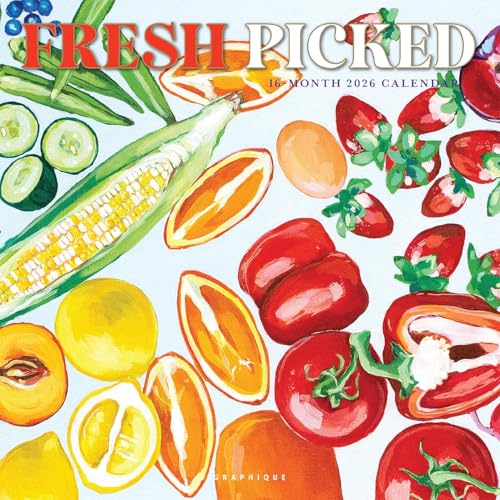 Graphique 2026 Fresh Picked Wall Calendar | 12” x 12” | Thick Paper | Home & Office Organizer | Large Monthly Grid | 3 Languages & Marked Holidays | 4 Month Preview Page for 2027 - color: Fresh Picked