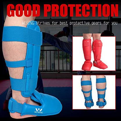 Wesing Karate Shin Instep Guard WKF Karate Shin Pad - color: Red, size: X-Large