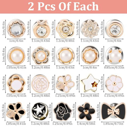 40PCS Decorative Pins for Clothes, Nail-Free Brooch Pins for Clothes, Detachable Lapel Pin for Women, Replacement Safety Button for Clothing Shirt Dress Sweaters Coat Shawl