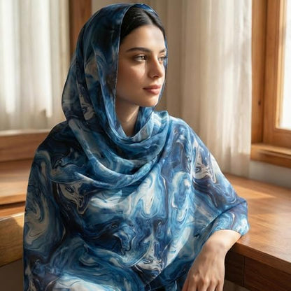 Hijab Scarf for Women Fashion Printed Modal Hijab Head Wrap Scarves Lightweight Long Scarf Shawls - color: Watercolor B