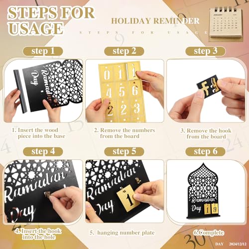 DoubleFill 라마단 달력 세트 라마단 재림절 달력 30일 나무 이드 무바라크 DIY 카운트다운 캘린더 라마단 장식 선물 라마단 테이블 장식 라마단 파티 이슬람 무슬림 액세서리(블랙) - color: 블랙.